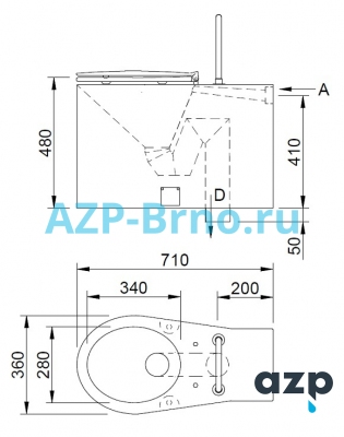 Нержавеющий напольный унитаз для инвалидов AUZ 02 INV AZP Brno Чехия (фото, схема) Нержавеющий напольный унитаз для инвалидов AUZ 02 INV AZP Brno Чехия (фото, схема)